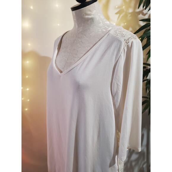 Lane Bryant NWT Lace Back V Neck Cream White Tunic Blouse Womens Plus Size 14/16 - Picture 6 of 11